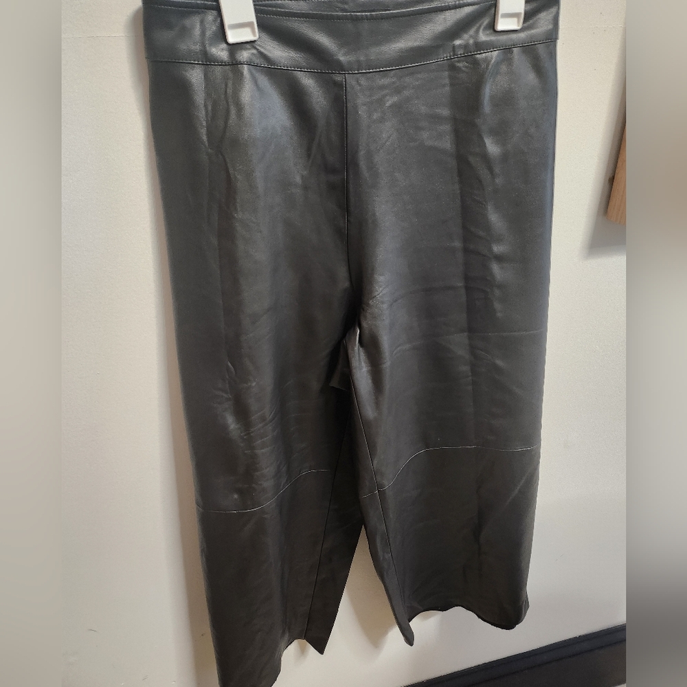 Isaac Mizrahi Live! Size 26 Black wide leg faux leather pants.